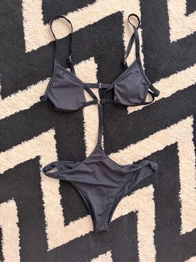 Black Strappy Sexy Cutout One-Piece Swim Monokini - Free with another purchase!
